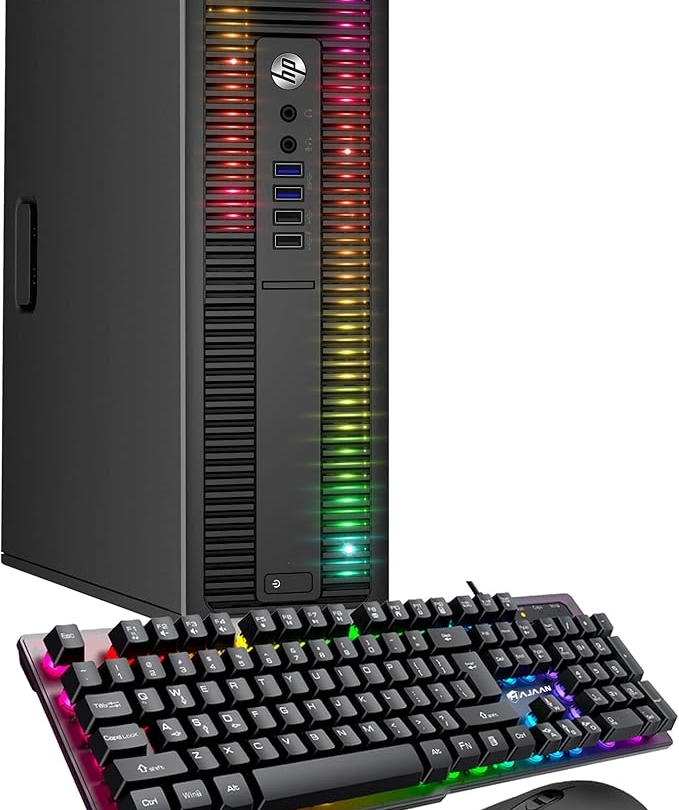 HP ProDesk Desktop RGB Lights Computer Intel Core i5 6500 3.2 GHz 8GB RAM 256GB SSD Gaming PC Keyboard & Mouse, Windows 11 Pro (Renewed)